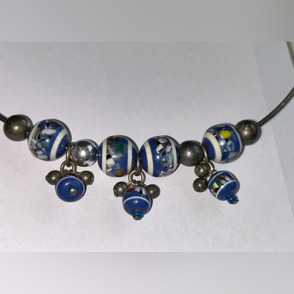 Vintage Millefiori Bead Choker Necklace Murano Style Vintage Necklace - Picture 5 of 13